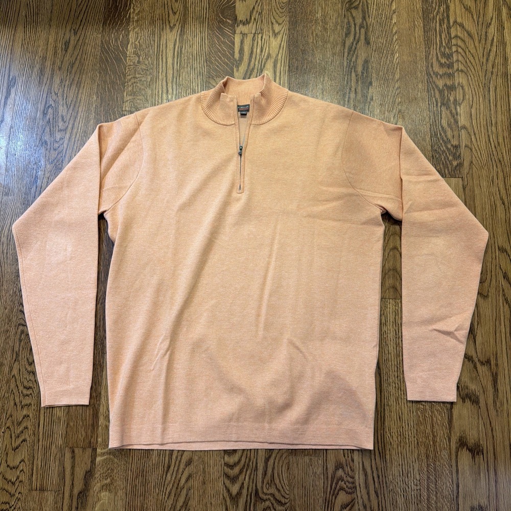 Peter Millar Crown Sport Pullover Sweater Mens Size M Peach 1/4 Quarter Zip